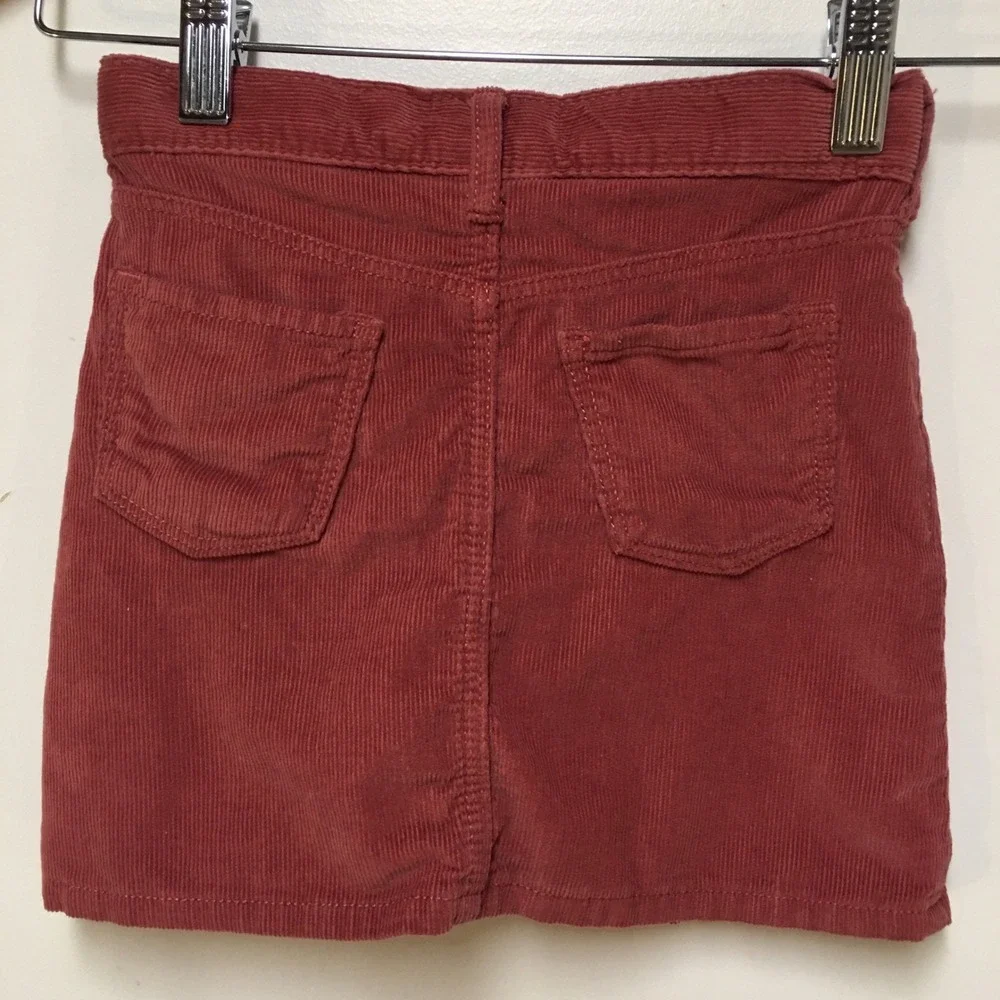 Old Navy Corduroy Skirt Girls 4T Red Adjustable Waist Mini Skirt 100% Cotton